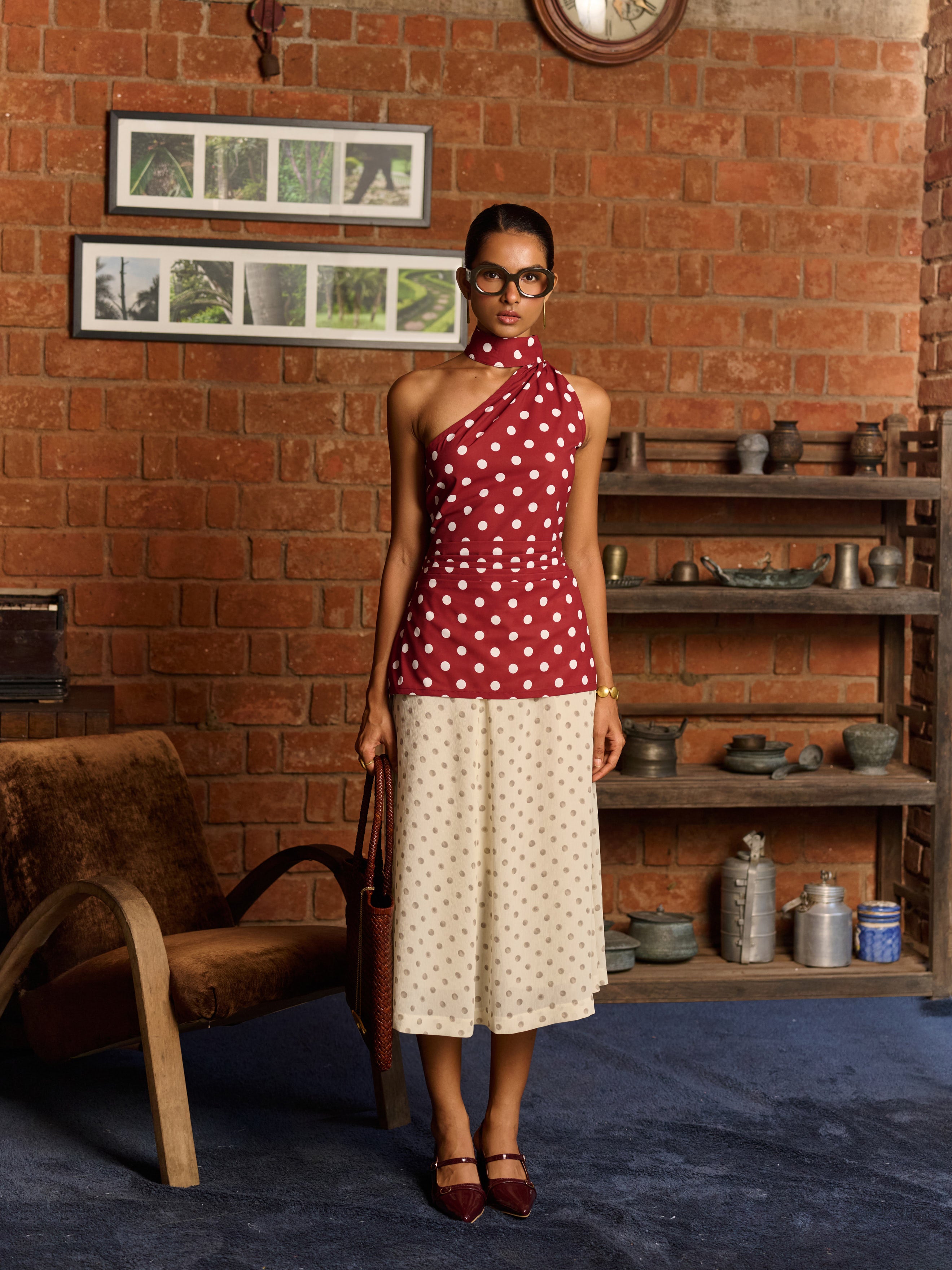 POLKA POP ONE-SHOULDER TOP